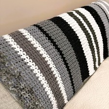 Hand Crocheted Throw Afghan Blanket 60x36 - Multi color picture
