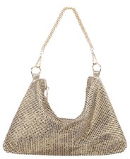 $118.  Nina Crystal Embellished Zipper Hobo Shoulder Bag Gold picture