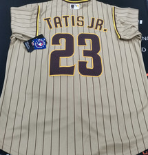 Fernando Tatis Jr. #23 SD Padres Tan Cool Base Sewn Stitched Jersey. picture