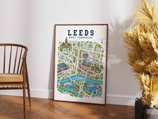 Leeds Map Poster Print West Yorkshire City Art Wall Decor Travel Gift picture