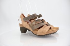 Think Women's Traudi Sandal Size 42 11 Brown Nude Leather Strappy Block Heel picture