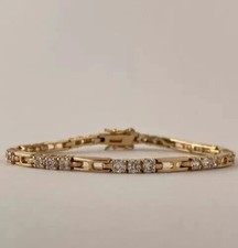 4.0Ct Round Cut Simulated Diamond Women's Tennis Bracelet 14K Yellow Gold Plated picture