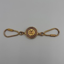 Vintage GUCCI Double Key Ring Interlocking GG Web Sherry Enamel Gold Tone Italy picture