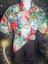 True Vintage 80s moms button up floral abstract 100% cotton size 18/20 VENEZIA picture