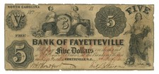 1850 Bank of Fayetteville North Carolina $5 Obsolete Note NC20-G10a (68619) picture