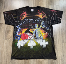 Vintage 90s Jerzees  Metallica Master Of Puppets AOP T-shirt L 1991 Original picture