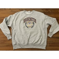 New Washington Huskies Champion Reverse Weave Crew Neck Sweatshirt Mens XL Gray picture