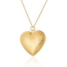 Gold Plated Heart Locket Pendant Necklace Photo Link Chain picture