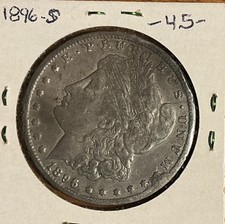 1896 S Morgan Silver Dollar, Good,Fine+ Details, RARE, Tough, C6230 picture