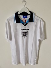 Umbro Retro Replica England 1996 Home Football Shirt Extra Large XL White picture