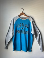 Vintage Reebok NFL Carolina Panthers Raglan Long Sleeve Shirt Blue Gray Men's M picture