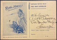 RSI REPUBLICAN ARMED FORCES POSTCARD ROME OR DEATH RSI 1943.1945 picture