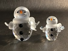 2 SWAROVSKI Crystal Snowmen Holiday Christmas Collectible Figurines picture