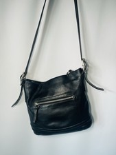 Vintage Coach Black Leather Crossbody Bag Zip Top Shoulder Classic  H04S-1415 picture