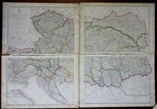 Austria-Hungary Hapsburg Empire Bohemia Croatia Vienna 1863 Lowry four sheet map picture