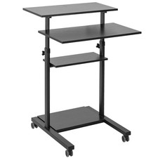 VIVO Black Mobile Height Adjustable Stand Up Desk Workstation Presentation Cart picture
