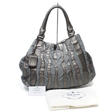 PRADA Testo Nappa Stripe Hobo Shoulder Bag Khaki Black VTG picture