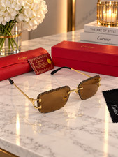 Cartier Big C Diamond Cut Brown Lens Gold Frame picture