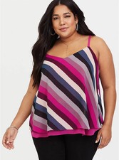 Torrid Camisole 2X Striped Layered Chiffon Swing Cami Top picture