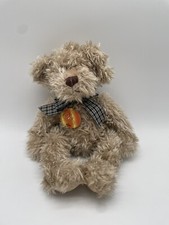 Russ Berrie Spencer Shaggy Teddy Bear Tan Beige Plaid Bow 16