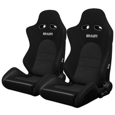 BRAUM - Black Jacquard Cloth ADVAN Racing Seats w/ Alcantara Inserts -PAIR picture
