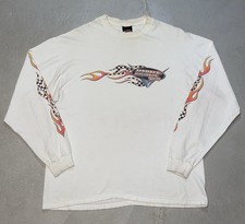 VTG Harley Davidson Shirt Mens XL Long Sleeve Checkered & Flames Biker 2000 Rare picture