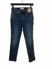 Madewell Mid Rise Stovepipe Jeans Womens Size 25 Blue Dark Wash Stretch Pockets picture