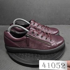 Hotter Chase Shoes Womens Size 8.5 Red Leather Zip Lace Up Comfort Sneakers picture