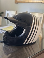 Bell Moto3 Black & White Stripe Motorcycle Helmet Rare Color Size L Bikercore picture