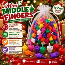 Bag of Tiny Hands Bulk Rainbow Middle Fingers Office Gag Gift Party Favors Funny picture