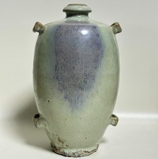 Chinese antique old porcelain Jun kiln blue-glazed vase picture