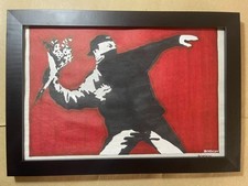 BANKSY drawing framed on sealed and signed wood picture