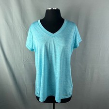 Xersion Performance Activewear T Shirt Womens XL Neon Blue Space Dye V Neck picture