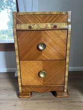 Vintage 1930s Art Deco Waterfall Nightstand End Table Inlaid Mahogany picture