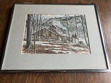 Ben Babelowsky Signed Ink & Watercolor - Sugar Shack North Of Ottawa picture