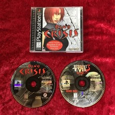 Dino Crisis 1999 PS1 Complete CIB w/ Manual + Reg Card RE3 Demo Disc Black LBL picture