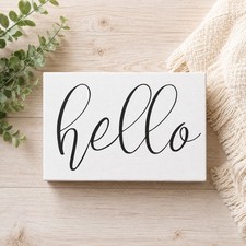 Hello Wood Block Sign – Farmhouse Home Decor – WHITE &BLACK 6