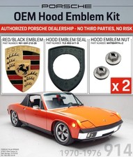 1970-1976 Porsche 914 Genuine OEM Hood Emblem Kit Red & Black Enamel on Gold picture