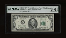 DBR 1963-A $100 FRN Philadelphia STAR Fr. 2163-C* PMG 58 EPQ Serial C00084358* picture
