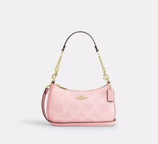 Coach Teri Shoulder Bag In Signature Canvas CAL51 Powder Pink NEW picture