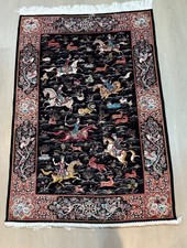 Classical Hunting Scene Rug. Loom Made in Art Silk in Astounding Detail / Colors picture