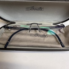 Silhouette 5555 KX 4540 51-19 Titan Silver/Blue Rimless Frames 145 Eyeglasses picture