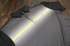Masters Tech Golf Shirt Mens XL Black Gray Stripe Augusta National Polo Logo picture