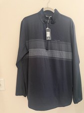 NWT - Travis Mathew Chest Stripe Men's Black 1/2 Zip- L -RETAIL $125 picture