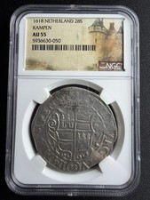 1618 Mathias I Kampen Netherlands 28 Stuivers Silver NGC AU55 Imperial Eagle picture