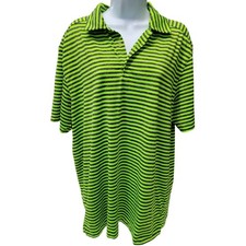 Nike Tour Performance Golf polo Men’s M Dri-Fit Shirt Green Striped Short Sleeve picture