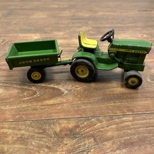 Vintage 1960's 70's Ertl John Deere 140 Lawn Garden Tractor W/ Dump Cart 1:16 picture