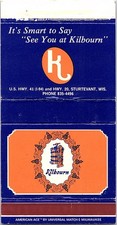 Kilbourn Sturtevant Wisconsin Vintage 1960s Blue Orange Design Matchbook Cover picture