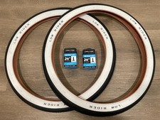 *LOWRIDER LOGO 24x2.125 Brick Pattern White Wall Tires and Tubes 24