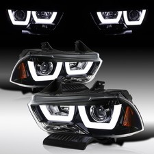 Fit 2011-2014 Dodge Charger Slick Black LED Tube Projector Headlights Lamp 11-14 picture